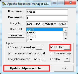 Утилита для генерации паролей htpasswd.exe Утилита для генерации паролей htpasswd.exe